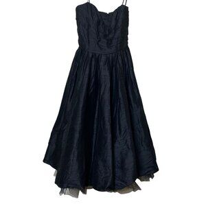 Vintage Y2K A.B.S. by Allen Schwartz Black Silk Strapless Prom Evening Gown Sz 2